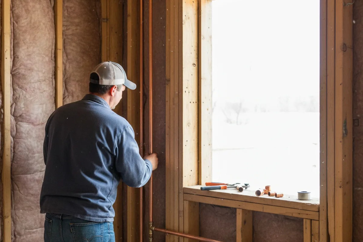Licensed plumber running new copper supply lines in a Sentinel home