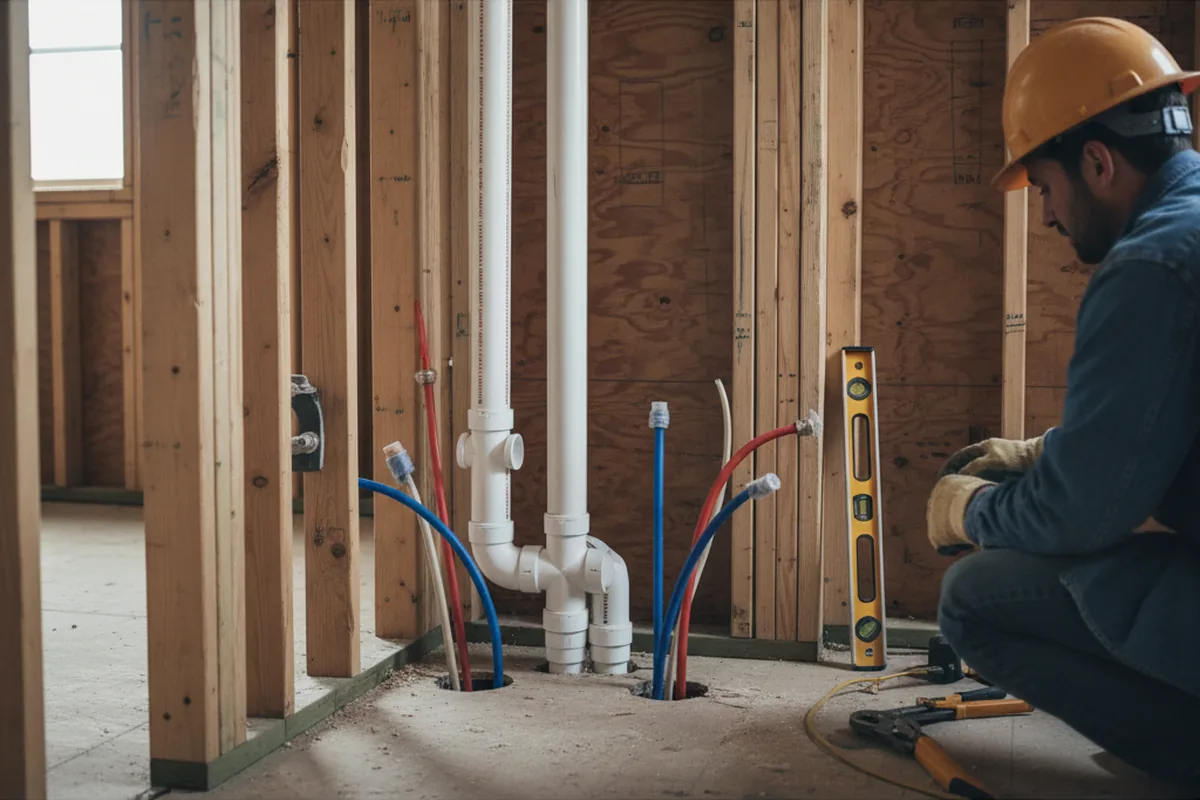 Drain and supply rough-in during Drain Cleaning in Sentinel