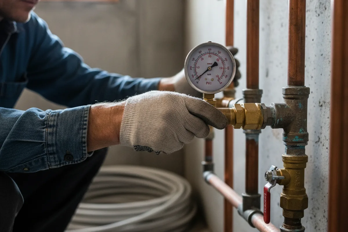 Pressure testing a repaired line during Water Line Repair in Sentinel